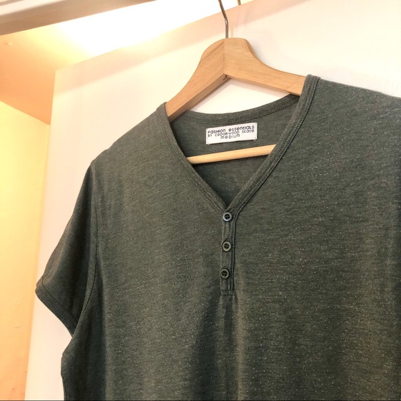 CEDARWOOD STATE short sleeve green henley - Picture 3 of 6